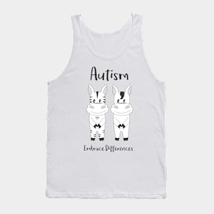 Autism Embrace Differences Zebras Tank Top